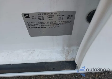 2015 Chevrolet Malibu 2Lt z USA, uszkodzony, nr VIN 1G11D5SL2FF324188